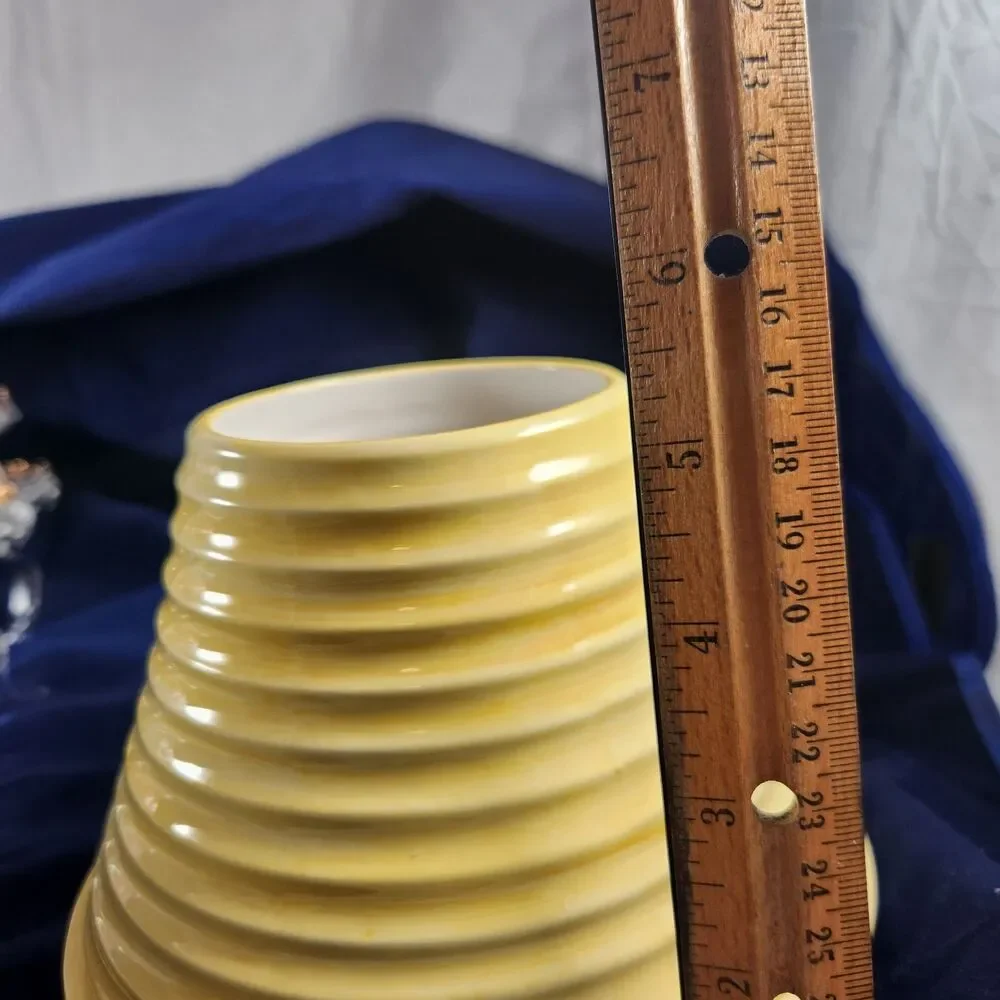 Yankee Candle Yankeeware Ceramic Shade & Plate Yellow Ridged Tea Light Retired